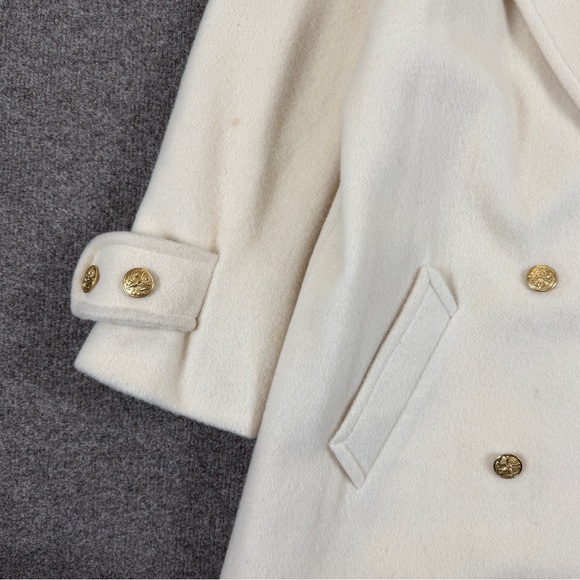 Vintage Marilyn Wallace Ivory 100% Wool Long Double Breasted Overcoat Women’s 12 - Picture 3 of 15